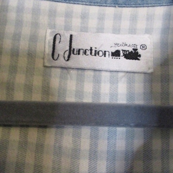 C Junction Blue Denim And Lace Vintage Button Down Shirt - Picture 6 of 6